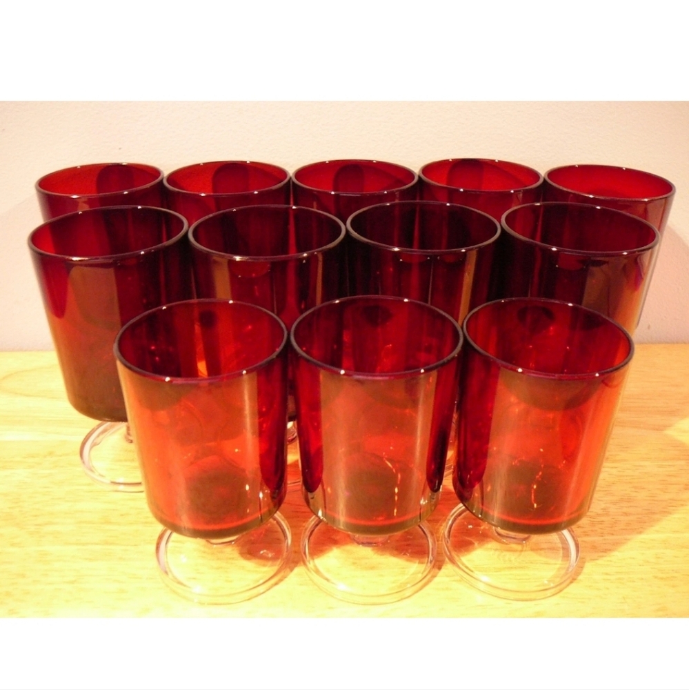 12 Luminarc Cavalier Ruby Red Glasses France 5 oz